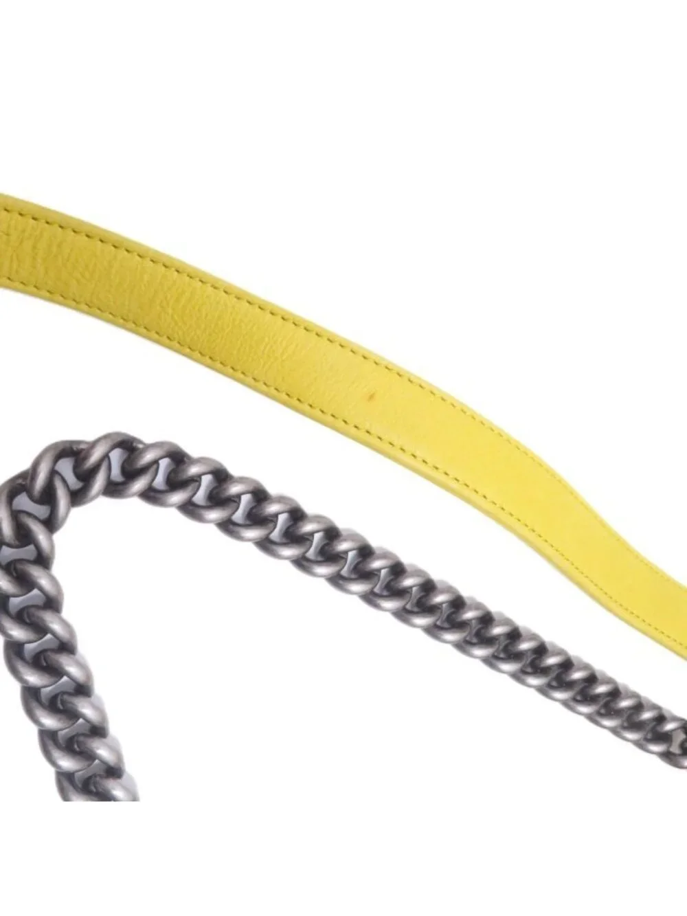 Chanel Boy 20 Quilted Chain Shoulder Yellow Silver Lambskin Bag
